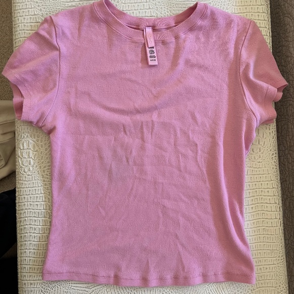SKIMS Bubblegum Logo Pointelle Shirt - Picture 1 of 4